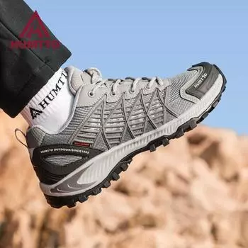 HUMTTO Походная обувь Зимние мужские ботинки Дышащие уличные треккинговые дизайнерские кроссовки Мужские противоскользящие Нескользящие мужские спортивные туфли для кемпинга 44 серый