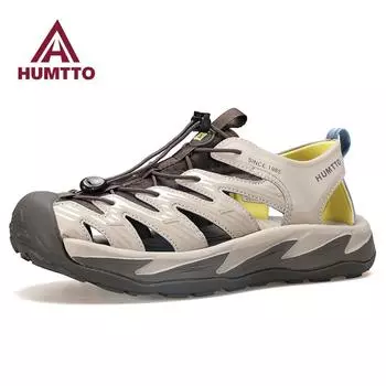 HUMTTO быстросохнущие уличные мужские сандалии, дышащие летние нескользящие пляжные сандалии для мужчин, повседневные мужские кроссовки из некожи 39 легкие хаки