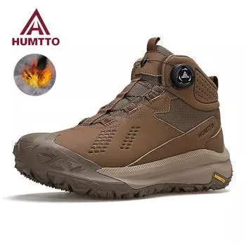 HUMTTO Snow Ankle Boots Кожаные походные ботинки для мужчин Нескользящая походная обувь для мужчин Спортивная обувь для зимних походов Теплые кроссовки 39 чёрный