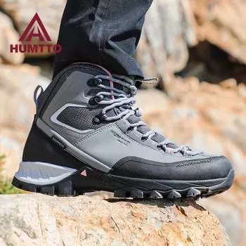 HUMTTO Водонепроницаемая треккинговая обувь. Женские износостойкие роскошные дизайнерские походные ботинки для женщин. Кроссовки для скалолазания на открытом воздухе. Зимние кожаные ботильоны. 36 темно серый