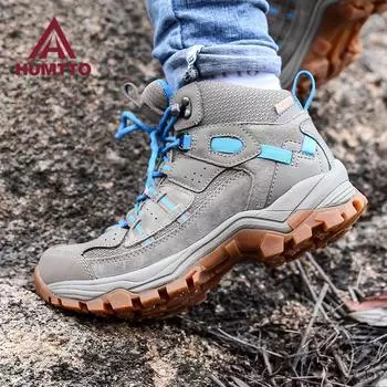 HUMTTO Зимние сапоги Женские водонепроницаемые походные ботильоны на платформе для женщин Модная кожаная роскошная дизайнерская уличная женская спортивная обувь 36
