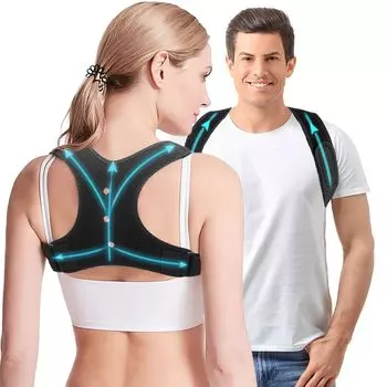 Hunch back posture posture back muscle sweat easy to put on and take unisex belt, belt, supporter, belt, absorption, breathable, elastic, off, (M) чёрный