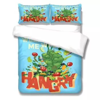 Hungry Super Eat Duvet Cover Set King Queen Double Full Twin Single Size Bed Linen Set EU single(135x200cm)
