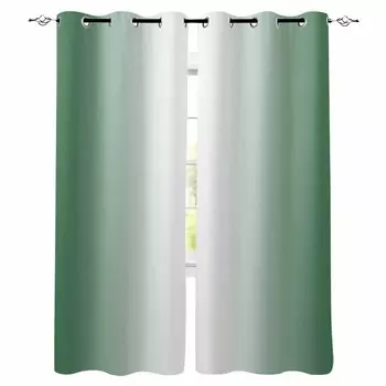Охотничьи зеленые и белые градиентные плотные шторы для гостиной, спальни, оконные шторы, домашний декор W135 x H60cm