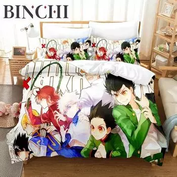 Hunter X Hunter 3D Bedding Set Japanese Anime Twin Queen King Quilt Cover Pillowcases Polyester For Boys Cover Sets EU single(135x200cm)