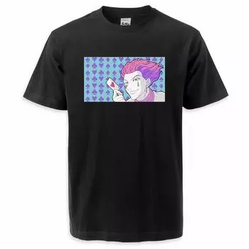 Hunter X Hunter Japan Anime Футболки для мужчин/женщин 2023 Модная футболка с рисунком Hisoka Базовые повседневные топы Camisa Masculina с круглым вырезом S чёрный