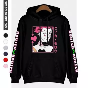Hunter x Hunter Толстовки Мужчины Hisoka Толстовка Спортивный костюм Уличная Одежда Аниме Толстовка Повседневная одежда Hunter x Hunter Топы с капюшоном XXS белый