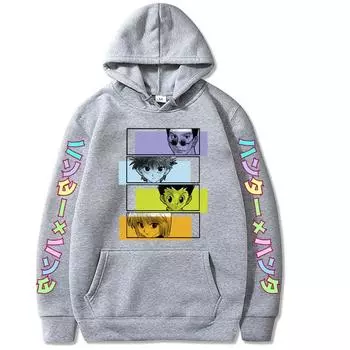 Hunter X Hunter Толстовки мужские Hisoka Толстовка спортивный костюм уличная одежда аниме Harajuku 90s повседневная осенняя флисовая одежда S чёрный