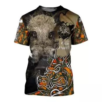 Hunting Animal 3d Print Summer Men s O-Neck T-shirt Casual Short Sleeve Tops Men T Shirts S