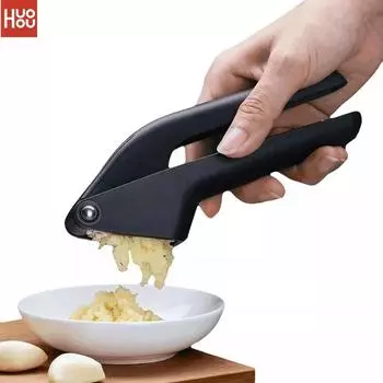 HUOHOU кухонный пресс для чеснока, ручная дробилка для чеснока, кухонный инструмент, резак для резки, инструмент для выдавливания фруктов и овощей чёрный