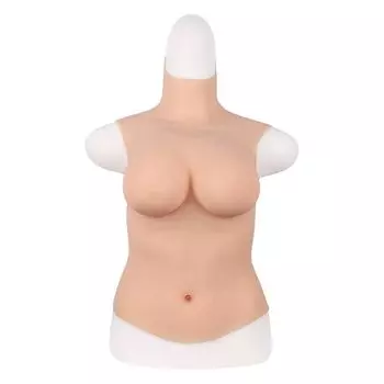 HUWAHUWA Верхняя часть тела Без сосков Силиконовый бюст для женщин Силиконовая грудь Косплей Хлопок D Женский (Сундук заполнен) (Азиатский желтый, Кубок)