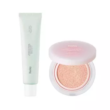 Huxley Essence Cover Cushion Pact + Watery Sun Cream SPF50+PA++++, Desert Peach, 1 шт.