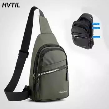 HVTIL 2023, роскошная модная однотонная мужская нагрудная сумка, дорожная универсальная сумка через плечо на ремне для папы, разъем для наушников, дизайн Bolsas 18cmX29cmX8cm хаки