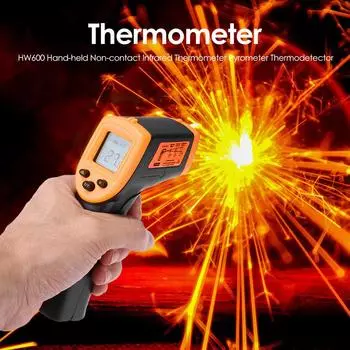 HW600 Инфракрасный термометр (не для человека) Бесконтактный цифровой ИК-промышленный термометр Лазерный пирометр Термометр оранжевый