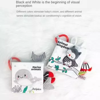 Хвосты животных Младенческая детская тканевая книга Высококонтрастные мягкие детские книги Тихая тканевая книга Детские книги ocean