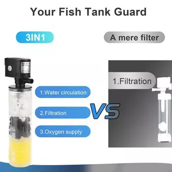 HX-1180F 12W Аквариумный фильтр для аквариума Погружной внутренний фильтр для аквариума с водяным насосом чёрный