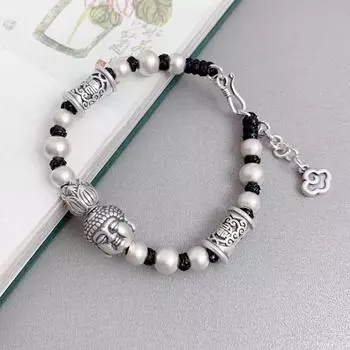 HX новый браслет с головой Будды, этнический персонаж фэнфу, универсальный оригинальный дизайн, индивидуальные роскошные ювелирные аксессуары 18cm белый