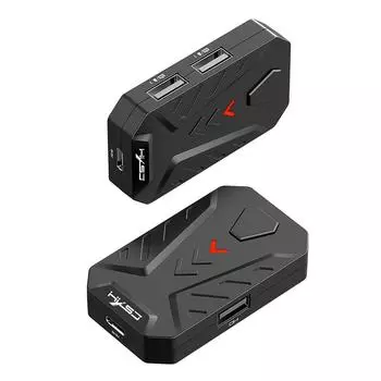 HXSJ P8 Проводной конвертер для клавиатуры и мыши Портативная мобильная игровая клавиатура и адаптер для мыши с 3 USB-портами чёрный