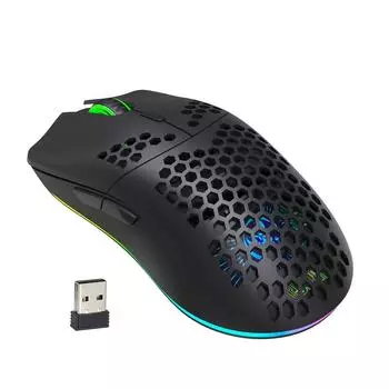 HXSJ T66 RGB 2,4G Беспроводная игровая мышь с RGB-подсветкой и зарядкой, с регулируемым разрешением, эргономичной эргономикой чёрный