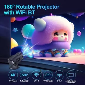 HY320 Mini новый оригинальный 720P Android 11 4K проектор 300ANSI Wifi6 BT5.0 кинотеатр уличный портативный проектор с поворотом на 180° EU