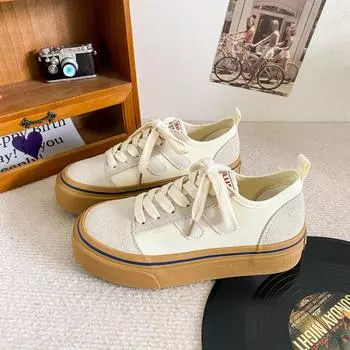 HY-1290 латексная стелька/платформа парусиновые туфли женские 2024 новые белые туфли на шнуровке розовые клетчатые туфли 35 чёрный