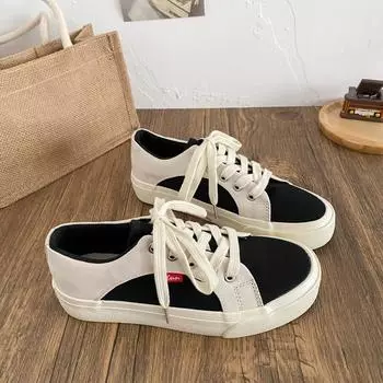 HY-905 retro Hong Kong style couple canvas shoes women s shoes 2025 new board shoes casual niche flat bottom thick sole 35