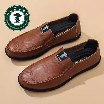 Hy [genuine leather cowhide] PLOVER men s leather shoes 2025 new breathable and deodorant casual soft-soled soft-faced leather shoes 38