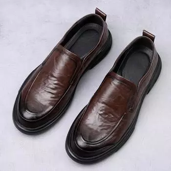 Hy leather shoes men s spring men s cowhide men s shoes 2025 new business one-pedal casual soft-soled leather dad shoes 38