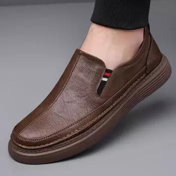 Hy [натуральная воловья кожа] мужская обувь, новая повседневная нескользящая мягкая кожаная внутренняя часть, увеличивающая рост, деловая мужская мягкая подошва, педаль, повседневная 38