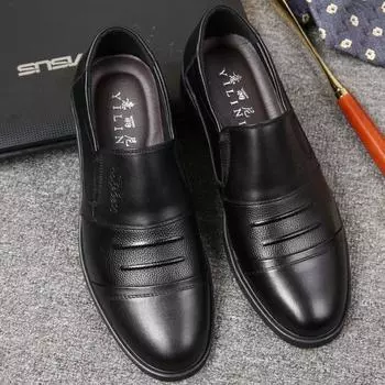 Hy [первый слой коровьей кожи] весенние и осенние кожаные туфли мужские деловые повседневные дышащие британские нарядные мужские туфли из натуральной кожи туфли для папы 38