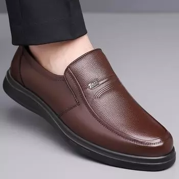 Hy Woodpecker men s shoes 2024 new breathable leather business casual leather shoes men s middle-aged and elderly soft sole non-slip dad 38