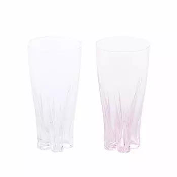 Hyaku Percent Beer Glass Red and White 380cc SAKURASAKU Glass Set of 2 (100%) [Sakurasaku Glass] SG-01PP