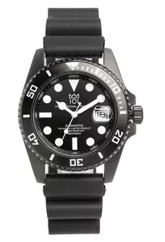 [HYAKUICHI 101] Часы для дайвинга с дисплеем даты, водонепроницаемые до 20 АТМ, HYAKU1-001 (Черная резина)