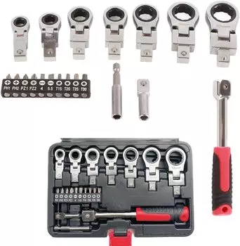 HYCDIYTS накидной гаечный ключ с храповым механизмом, гибкий гаечный ключ с храповым механизмом, поворотный тип, 72 передачи, футляр для хранения, в комплекте 20 комбинированных гаечных ключей, комбинированная рукоятка с храповым механизмом