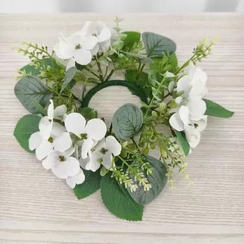 Hydrangea Eucalyptus Leaf Candlestick Small Wreath Simulation Green Plant Indoor Wedding Desktop Decoration Ornament белый