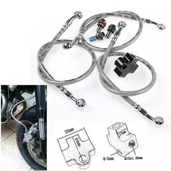 Hydraulic Brake Hose Connector Kit With Tee For Motorcycles And Atvs