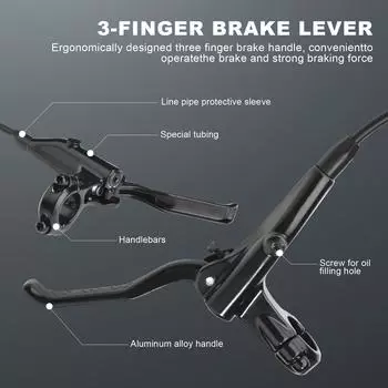 Hydraulic Brake Set Mountain Bike Hydraulic Disc Brakes, Bicycle Disc Brake Set Front 800mm Rear 1400mm MTB Hydraulic Brake Set чёрный