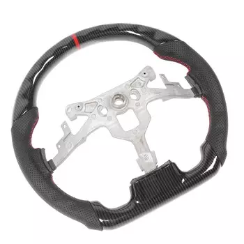 Hydro Dip Carbon Fiber Look Steering Wheel Perforated Leather Flat Steering Wheel For C6 20062013 Red Stitching чёрный