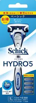 Hydro Schick Hydro 5 Basic Combo Pack 4 сменный с защитой кожи 5 лезвий Синий (держатель (с лезвием) + лезвия)