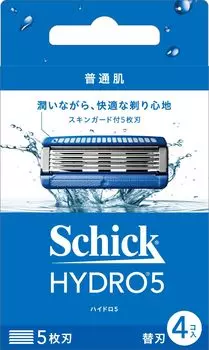 Hydro Schick Hydro 5 Basic сменные лезвия с кожей 5 4 шт. (4 шт) защита, лезвия, синие, (х 1)