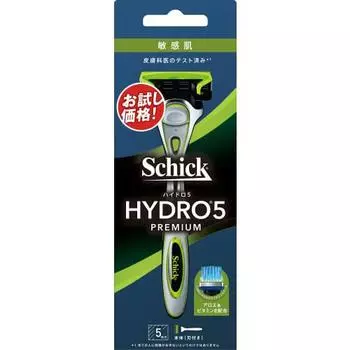 Hydro Schick Hydro 5 Premium Sensitive Skin Holder (with Blade) with Skin Guard 5 Blades Green Shaving Razor
