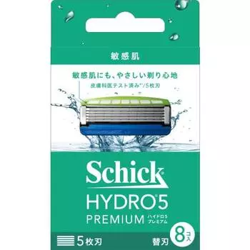 Hydro Schick Hydro 5 Premium Sensitive Skin Replacement Blades (8 Pieces) with Skin Guard 5 Blades Blue