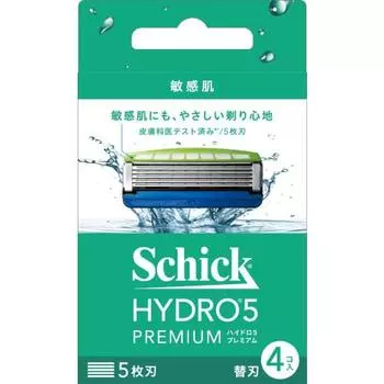 Hydro Schick Hydro 5 Premium Sensitive Skin Replacement Blades (4 Pieces) with Skin Guard 5 Blades Blue