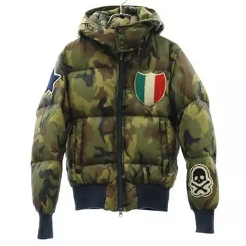 HYDROGEN camouflage BRONZAJI Down jacket M khaki Detachable hood Patch Men s Used