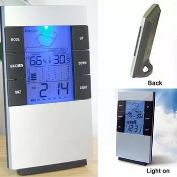 Hygrometer Lcd Digital Thermometer Humidity Meter Weather Forecast Alarm Clock