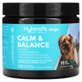 Hyland s Naturals, Calm & Balance, для собак, куриная печень, 90 мягких жевательных таблеток, 270 г (9,5 унций)