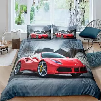 Hyper Car Printed Duvet Cover With Pillowcase Bedding Set Single Double Twin Full Queen King Size 2/3pcs Polyester Quilt Cover AU Double 180x210cm