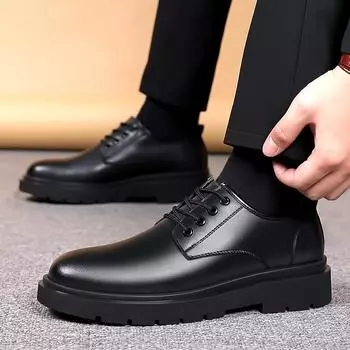HyPLOVER кожаные туфли мужские кожаные зимние флисовые кожаные туфли мужские деловые черные британские повседневные свадебные туфли для жениха 38