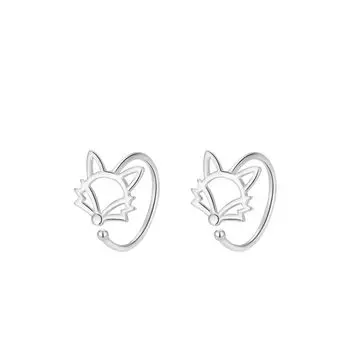 Hypoallergenic Fox Earrings Titanium Openwork Design Minimalist Geometric Cartilage Hoops Sleep Proof Piercing Jewelry Gift