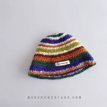 Hyunya wind радужная полосатая плюшевая шерстяная шапка для бассейна женская осенне-зимняя теплая модная вязаная шерстяная шапка милая и симпатичная M56-58cm